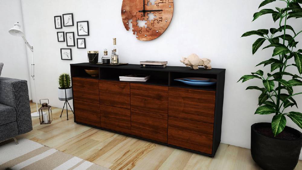 Stil Zeit Möbel Sideboard Evita, Walnuss (180x79x35cm) Begrenzt auf 3 Tage