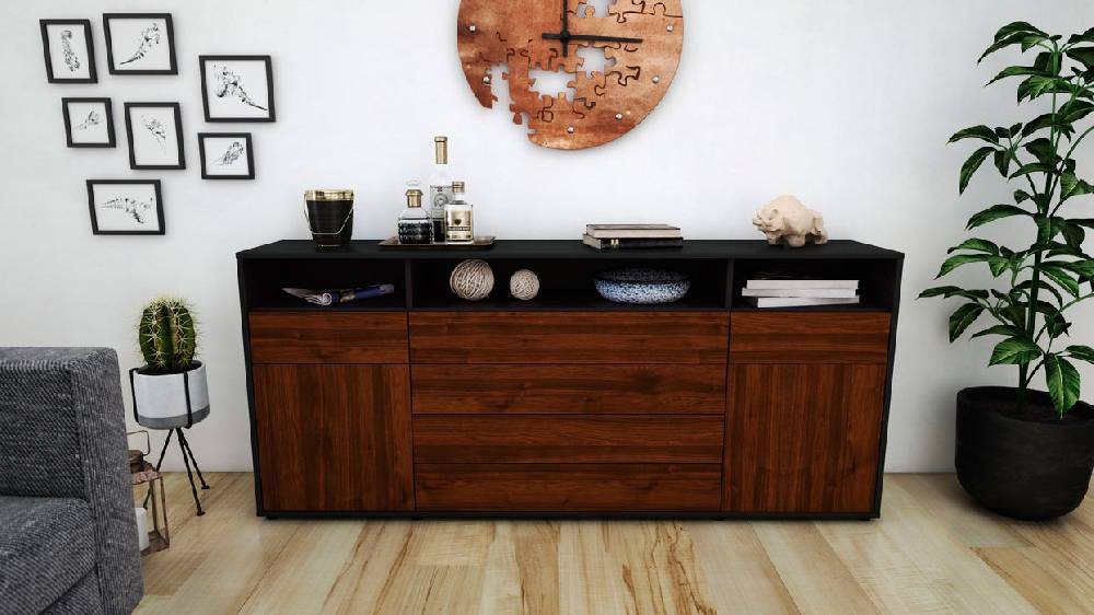 Stil Zeit Möbel Sideboard Evelina, Walnuss (180x79x35cm) Black Friday Preise