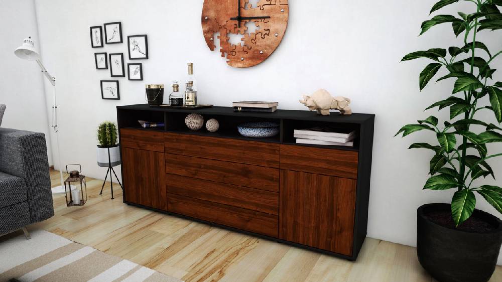 Stil Zeit Möbel Sideboard Evelina, Walnuss (180x79x35cm) Black Friday Preise