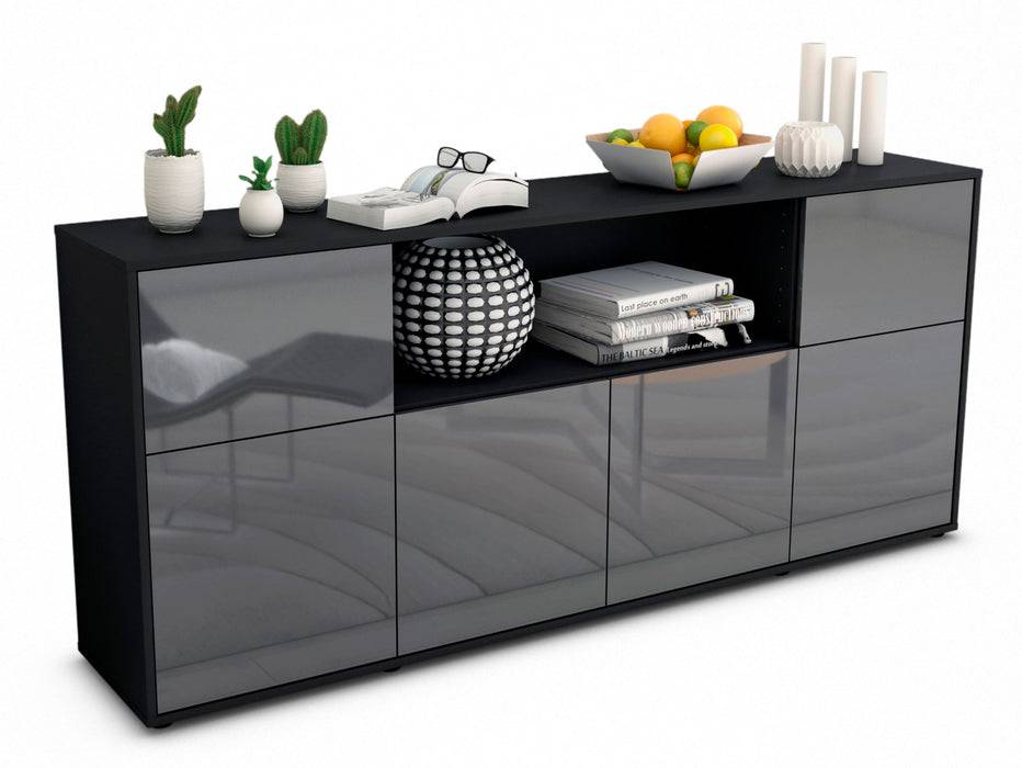 Stil Zeit Möbel Sideboard Ermentrude, Grau (180x79x35cm)