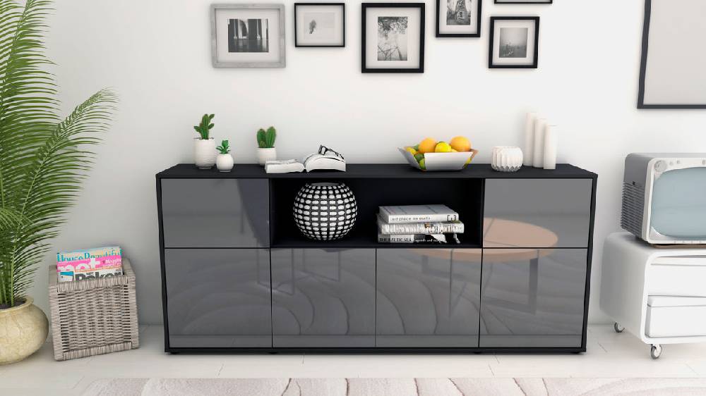 Stil Zeit Möbel Sideboard Ermentrude, Grau (180x79x35cm) Im Verkauf