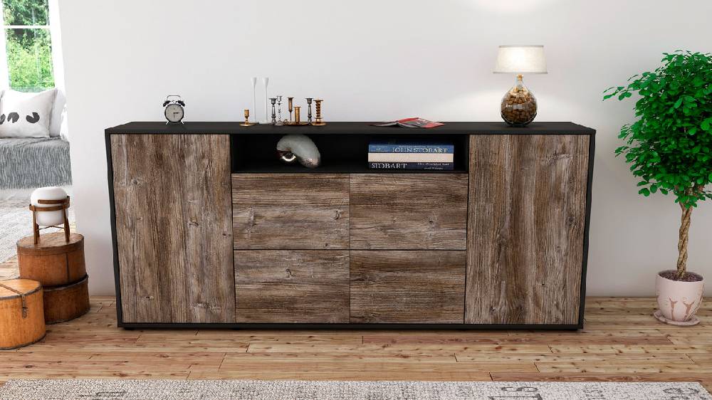 Stil Zeit Möbel Sideboard Ephenia, Treibholz (180x79x35cm) zollfrei
