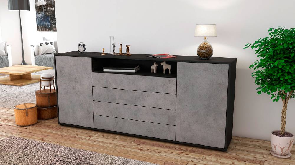 Stil Zeit Möbel Sideboard Enzo, Beton (180x79x35cm) 50% Rabatt für begrenzte Zeit