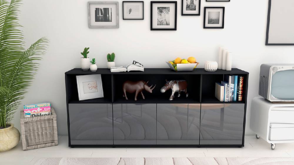 Stil Zeit Möbel Sideboard Enrica, Grau (180x79x35cm) 2025