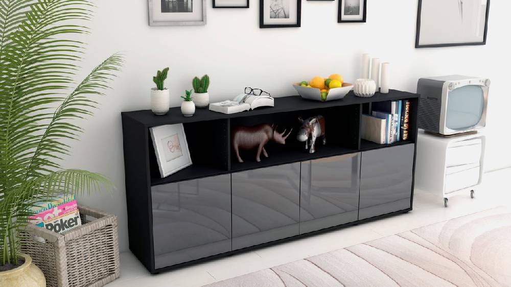 Stil Zeit Möbel Sideboard Enrica, Grau (180x79x35cm) 2025