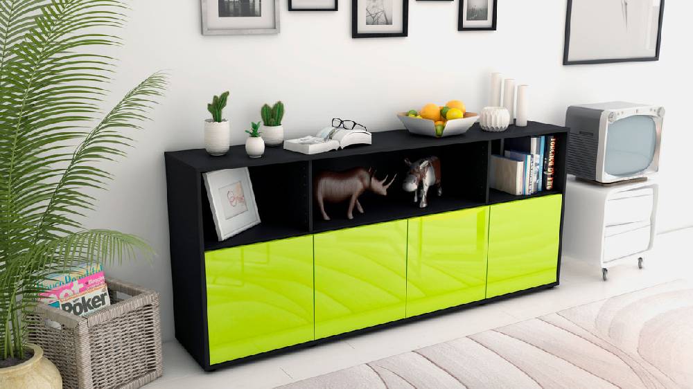 Stil Zeit Möbel Sideboard Enrica, Grün (180x79x35cm) Online
