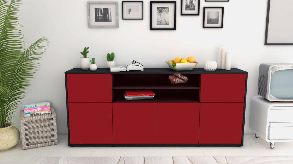 Stil Zeit Möbel Sideboard Emilia, Bordeaux (180x79x35cm) Auslauf