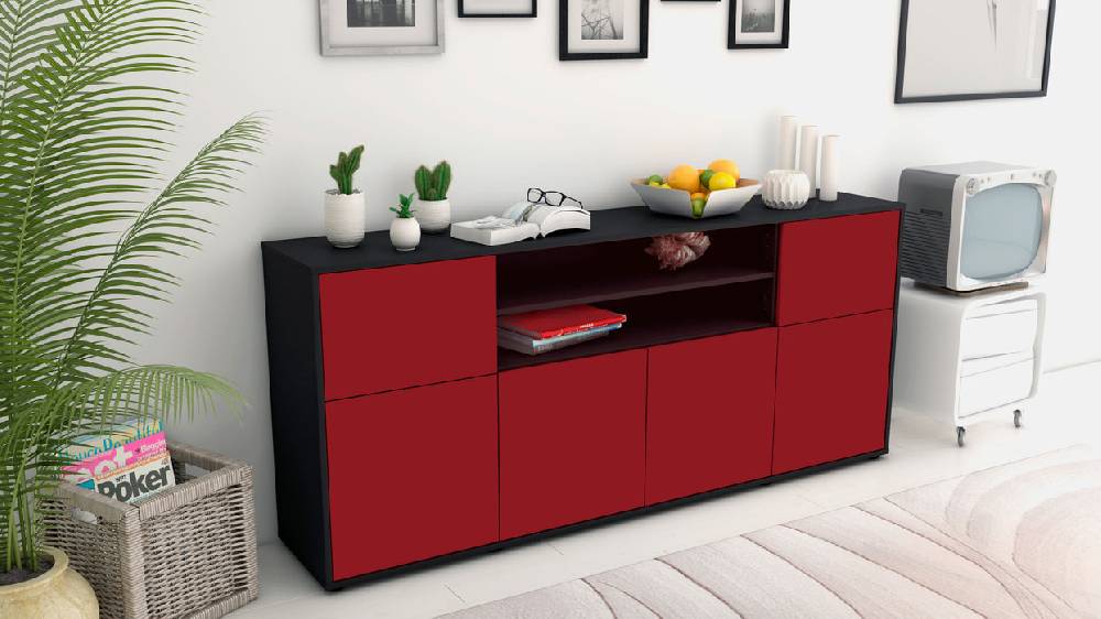 Stil Zeit Möbel Sideboard Emilia, Bordeaux (180x79x35cm) Auslauf