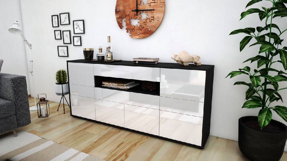Stil Zeit Möbel Sideboard Emerelda, Weiß (180x79x35cm) Angebote