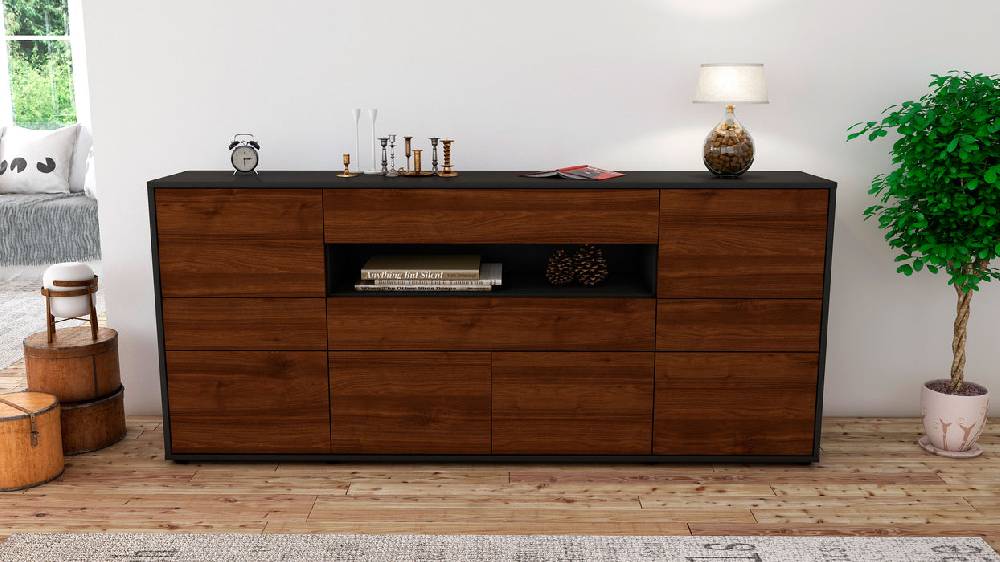Stil Zeit Möbel Sideboard Emerelda, Walnuss (180x79x35cm) Hotsell