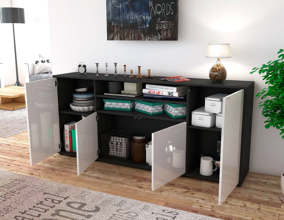 Stil Zeit Möbel Sideboard Elsita, Schwarz (180x79x35cm) Günstiger Verkauf