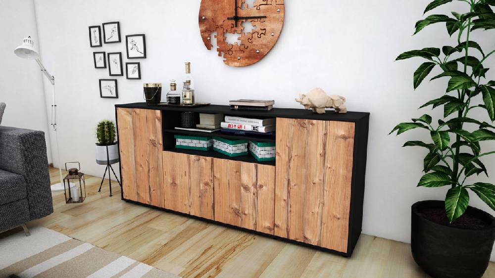Stil Zeit Möbel Sideboard Elsita, Pinie (180x79x35cm) Fabrikverkauf