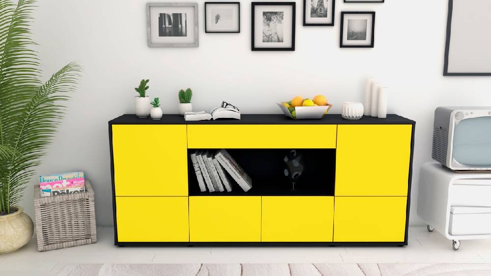 Stil Zeit Möbel Sideboard Elsa, Gelb (180x79x35cm) Meist gekauft