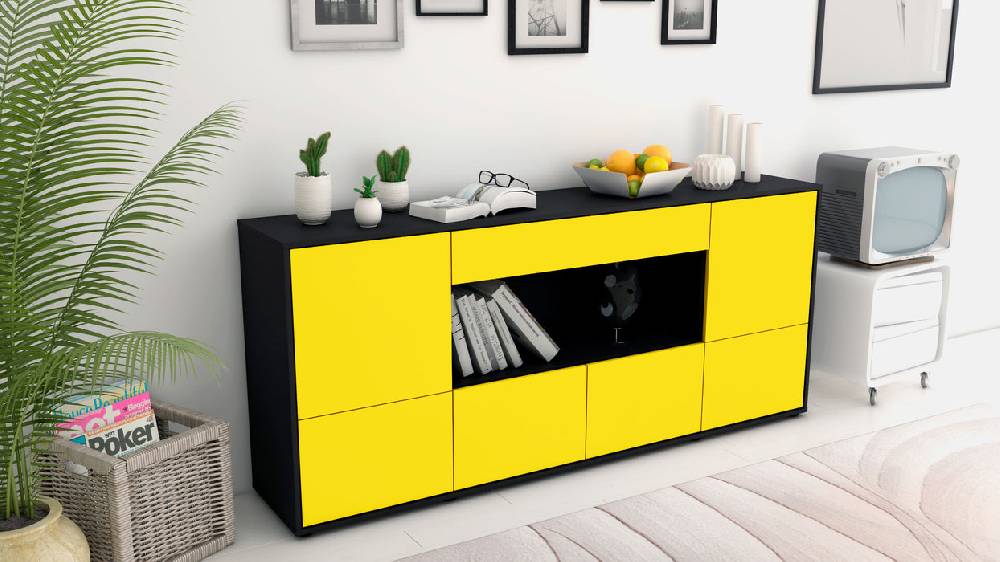 Stil Zeit Möbel Sideboard Elsa, Gelb (180x79x35cm) Meist gekauft