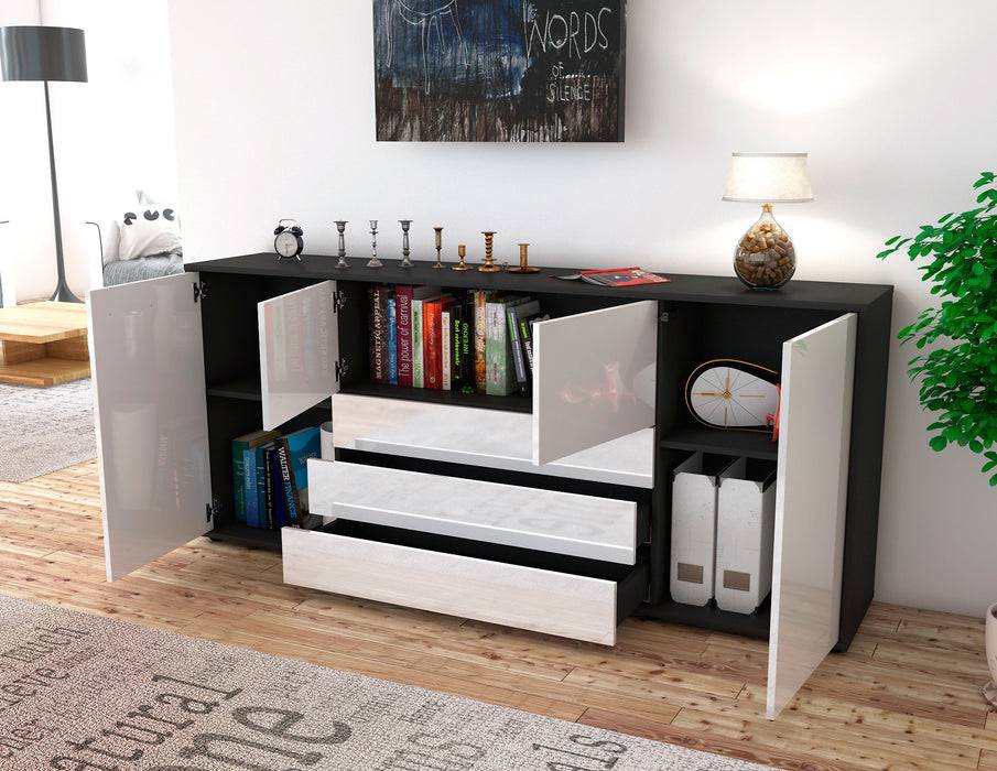 Stil Zeit Möbel Sideboard Eliana, Grau (180x79x35cm) Fabrikpreis
