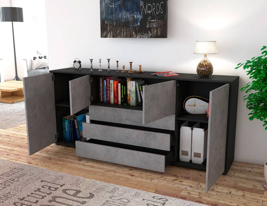 Stil Zeit Möbel Sideboard Eliana, Beton (180x79x35cm) Sonderangebot