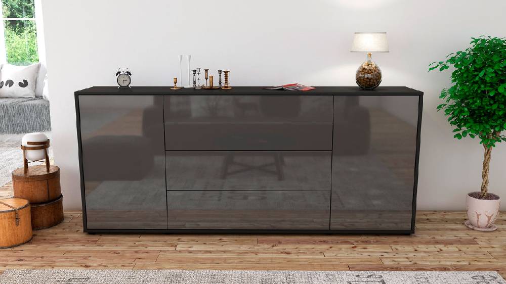 Stil Zeit Möbel Sideboard Elettra, Grau (180x79x35cm) Versandkostenfrei