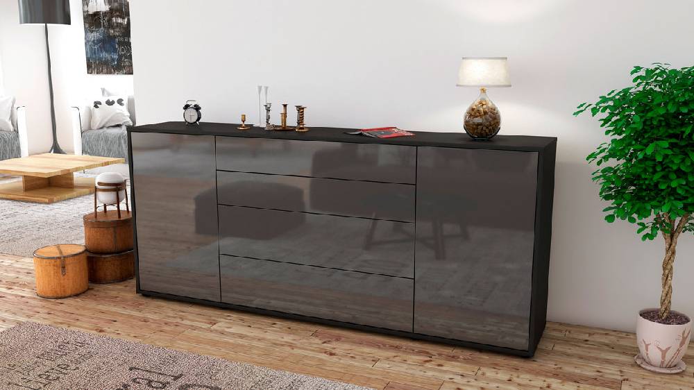 Stil Zeit Möbel Sideboard Elettra, Grau (180x79x35cm) Versandkostenfrei