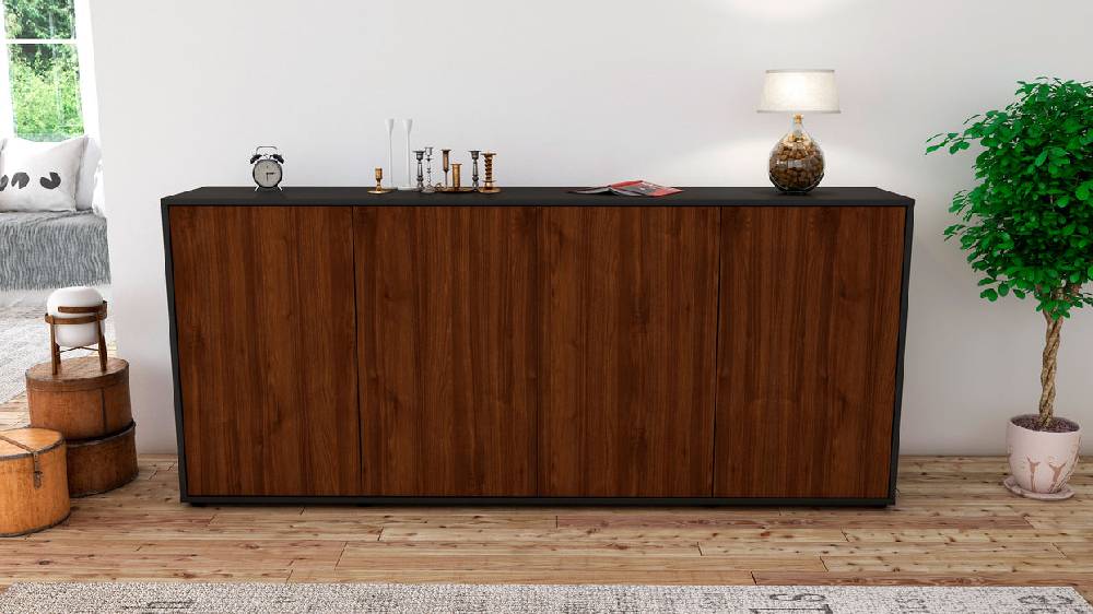 Stil Zeit Möbel Sideboard Elana, Walnuss (180x79x35cm) Begrenztes Angebot