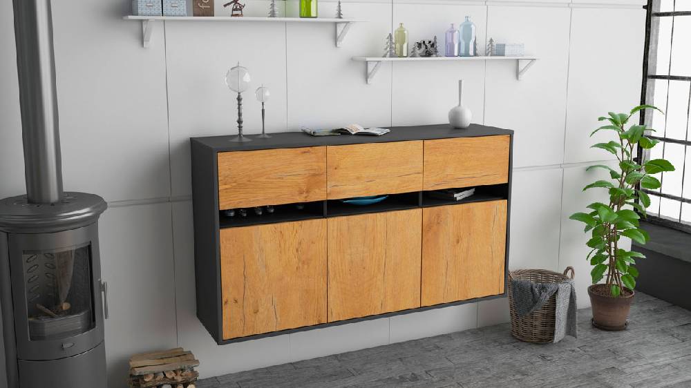 Stil Zeit Möbel Sideboard Joliet, Eiche, hängend (136x79x35cm) Exklusivangebot