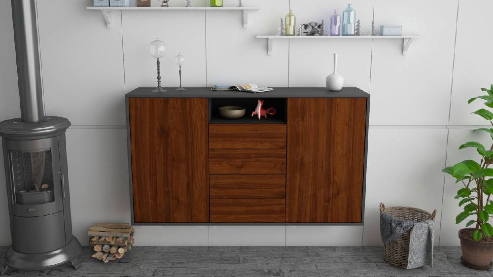 Stil Zeit Möbel Sideboard Eugene, Walnuss, hängend (136x79x35cm) Saisonschlussverkauf