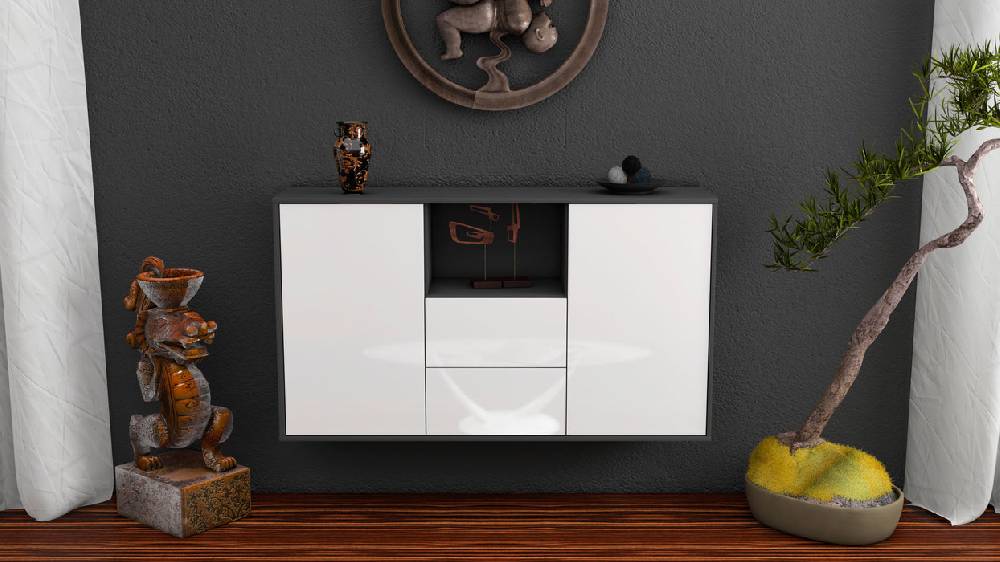 Stil Zeit Möbel Sideboard Port St. Lucie, Weiß, hängend (136x79x35cm) Black Friday