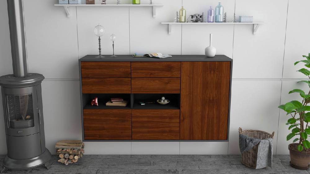 Stil Zeit Möbel Sideboard Santa Rosa, Walnuss, hängend (136x79x35cm) Cyber Monday