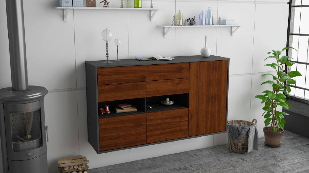 Stil Zeit Möbel Sideboard Santa Rosa, Walnuss, hängend (136x79x35cm) Cyber Monday