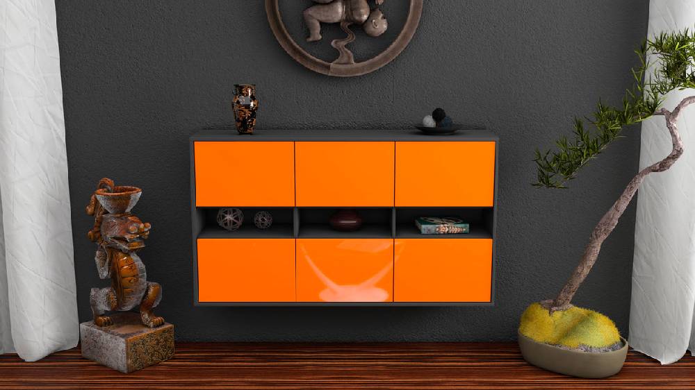 Stil Zeit Möbel Sideboard Rockford, Orange, hängend (136x79x35cm) Weihnachtsangebot