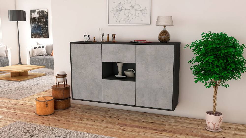 Stil Zeit Möbel Sideboard Tallahassee, Beton, hängend (136x79x35cm) Muttertagsangebot
