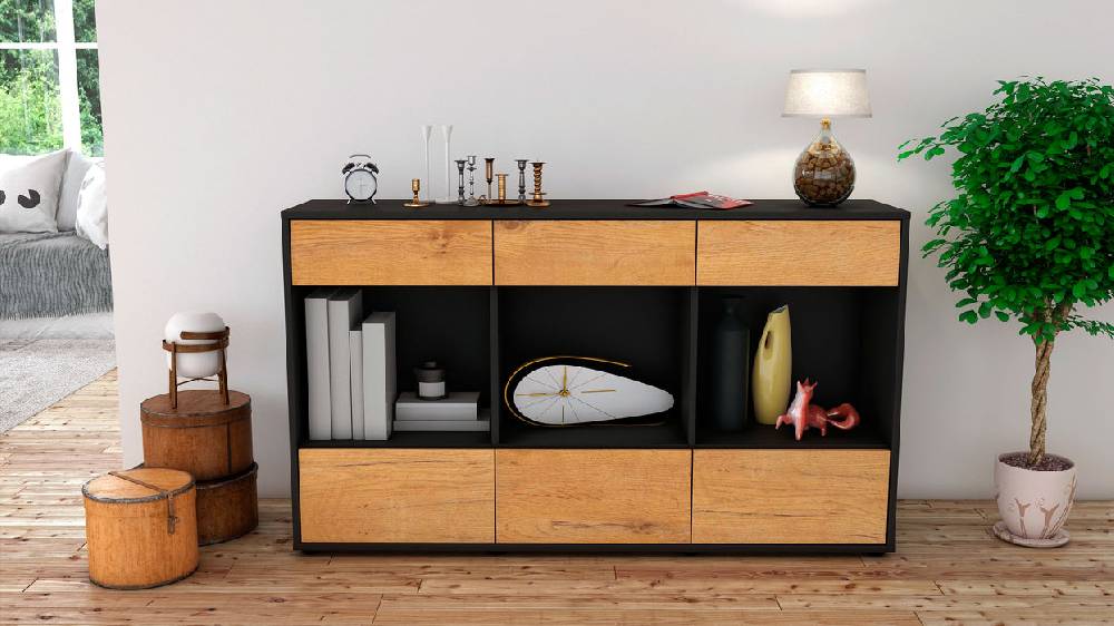 Stil Zeit Möbel Sideboard Efisia, Eiche (136x79x35cm) Valentinstagsangebot