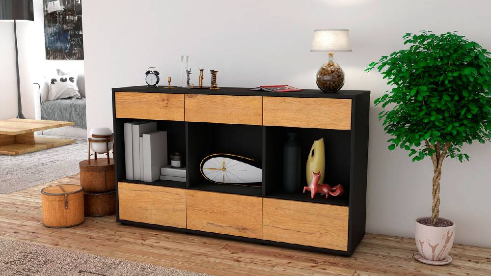 Stil Zeit Möbel Sideboard Efisia, Eiche (136x79x35cm) Valentinstagsangebot