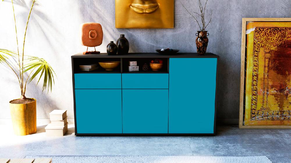Stil Zeit Möbel Sideboard Editta, Türkis (136x79x35cm) Jubiläumsangebot