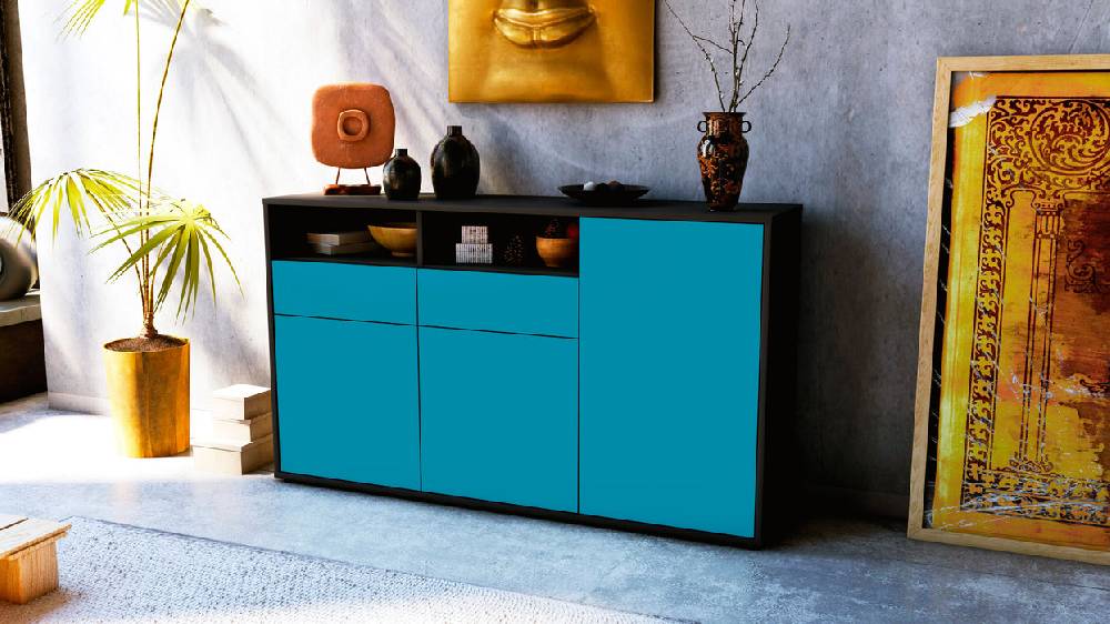 Stil Zeit Möbel Sideboard Editta, Türkis (136x79x35cm) Jubiläumsangebot