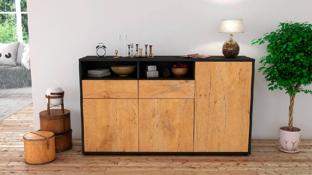 Stil Zeit Möbel Sideboard Editta, Eiche (136x79x35cm) Heißer Verkauf
