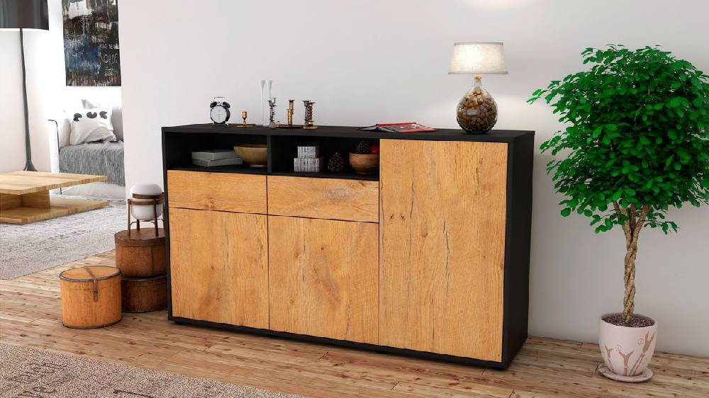Stil Zeit Möbel Sideboard Editta, Eiche (136x79x35cm) Heißer Verkauf