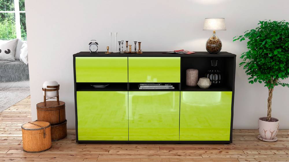 Stil Zeit Möbel Sideboard Dorotea, Grün (136x79x35cm) Exklusive Angebote