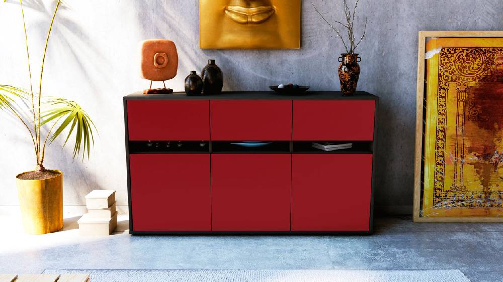Stil Zeit Möbel Sideboard Dorinde, Bordeaux (136x79x35cm) Blitzangebot