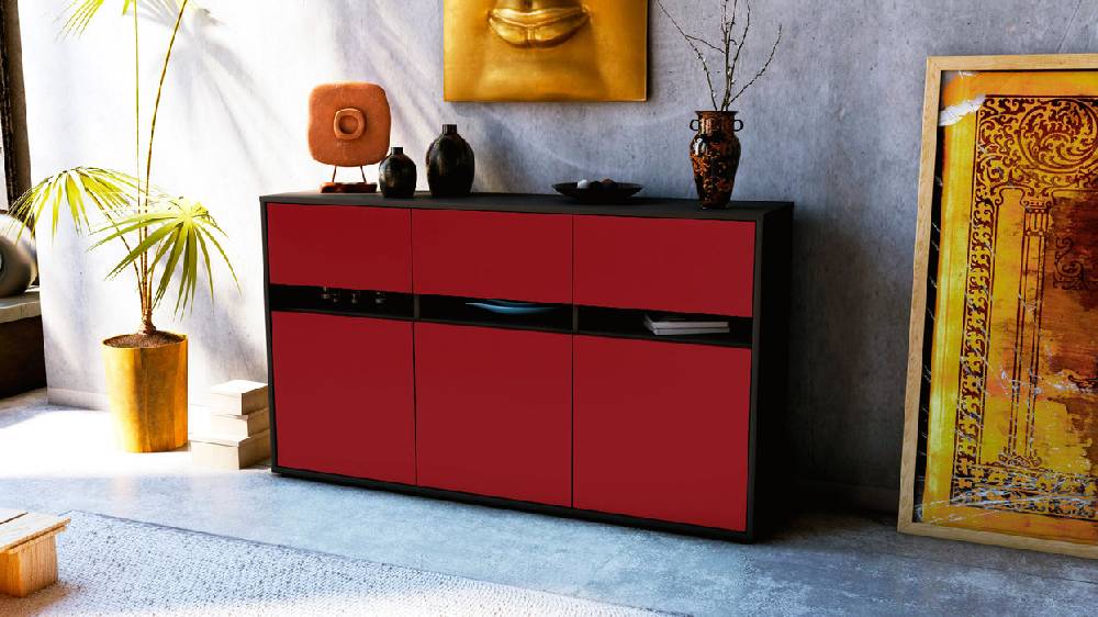 Stil Zeit Möbel Sideboard Dorinde, Bordeaux (136x79x35cm) Blitzangebot