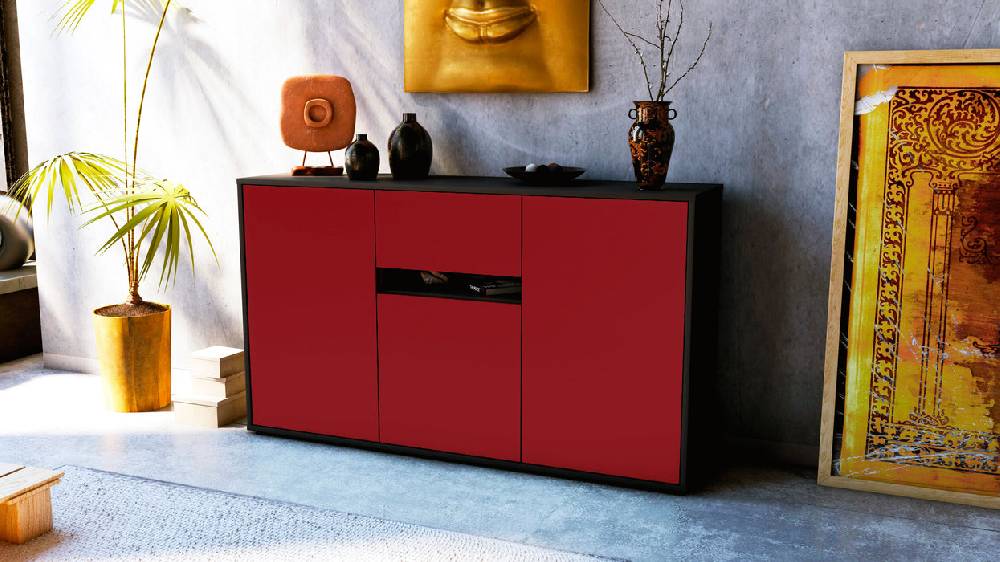 Stil Zeit Möbel Sideboard Dorina, Bordeaux (136x79x35cm) Große Rabatte