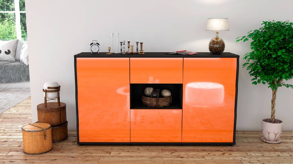 Stil Zeit Möbel Sideboard Doriana, Orange (136x79x35cm) Bestseller