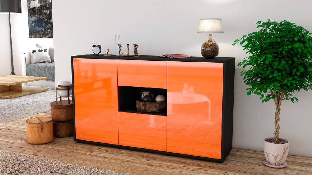 Stil Zeit Möbel Sideboard Doriana, Orange (136x79x35cm) Bestseller