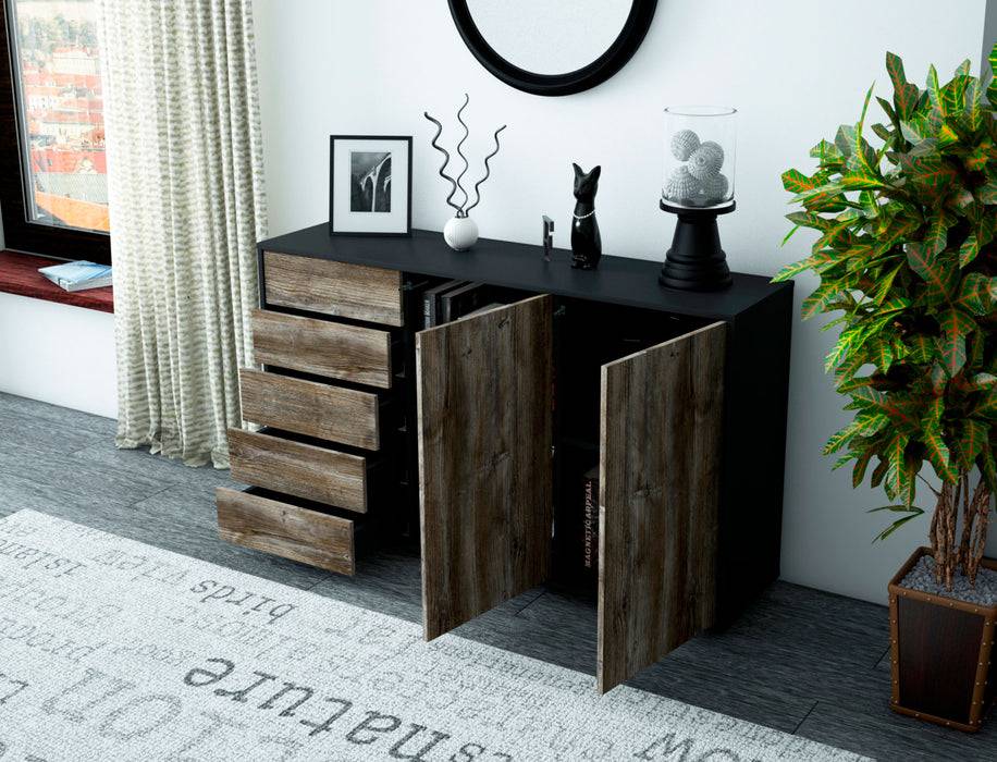 Stil Zeit Möbel Sideboard Dorentina, Walnuss (136x79x35cm) Räumungsverkauf