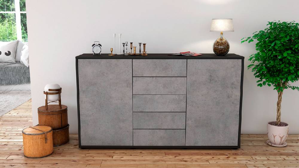 Stil Zeit Möbel Sideboard Dorelly, Beton (136x79x35cm) Kauf eins, bekomm eins gratis