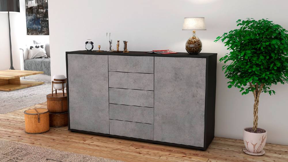 Stil Zeit Möbel Sideboard Dorelly, Beton (136x79x35cm) Kauf eins, bekomm eins gratis