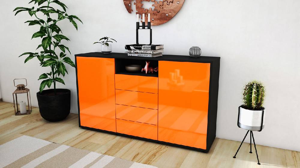 Stil Zeit Möbel Sideboard Donnice, Orange (136x79x35cm) Tägliche Deals