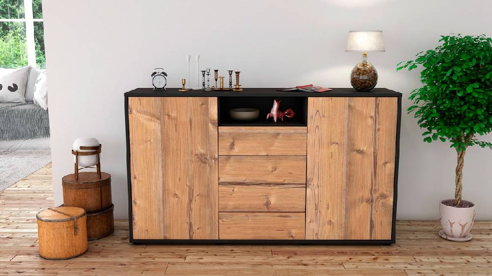 Stil Zeit Möbel Sideboard Donnice, Pinie (136x79x35cm) Sonderangebote