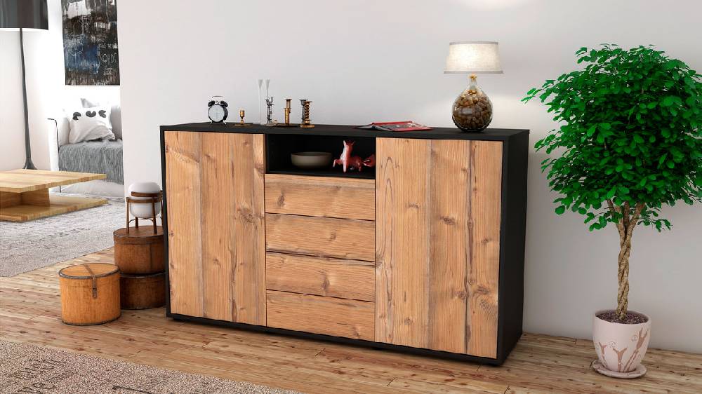 Stil Zeit Möbel Sideboard Donnice, Pinie (136x79x35cm) Sonderangebote