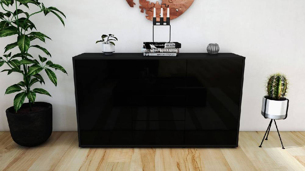 Stil Zeit Möbel Sideboard Donna, Schwarz (136x79x35cm) Riesige Ersparnisse