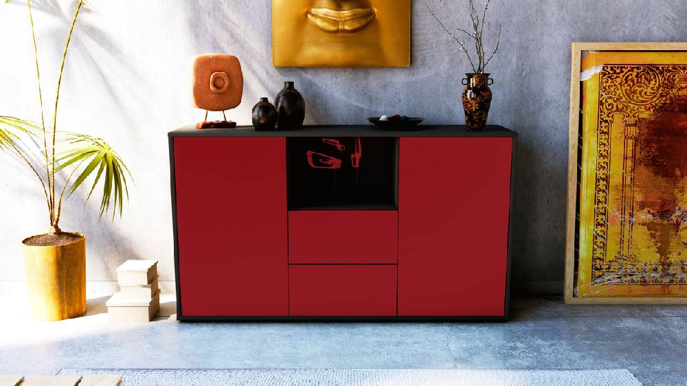 Stil Zeit Möbel Sideboard Donika, Bordeaux (136x79x35cm) Super Sparpreis